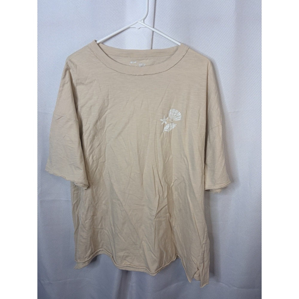 Aerie Beige Seashells Treasure Trove Oversized Top XL